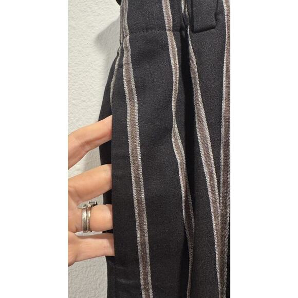 J.Jill Stretch Linen Blend Pants Women's Large Cropped Black Striped Wide Leg - Picture 8 of 10